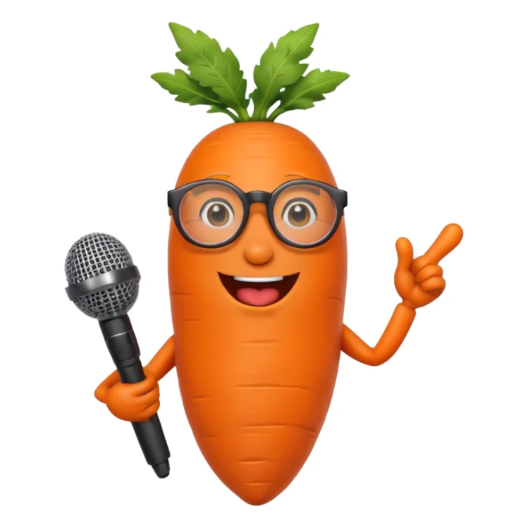 singing carrot wearing glasses with microphone sticker