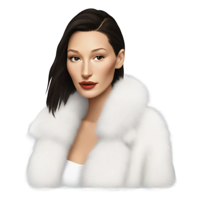 Bella hadid in white fur, minimalist style  sticker