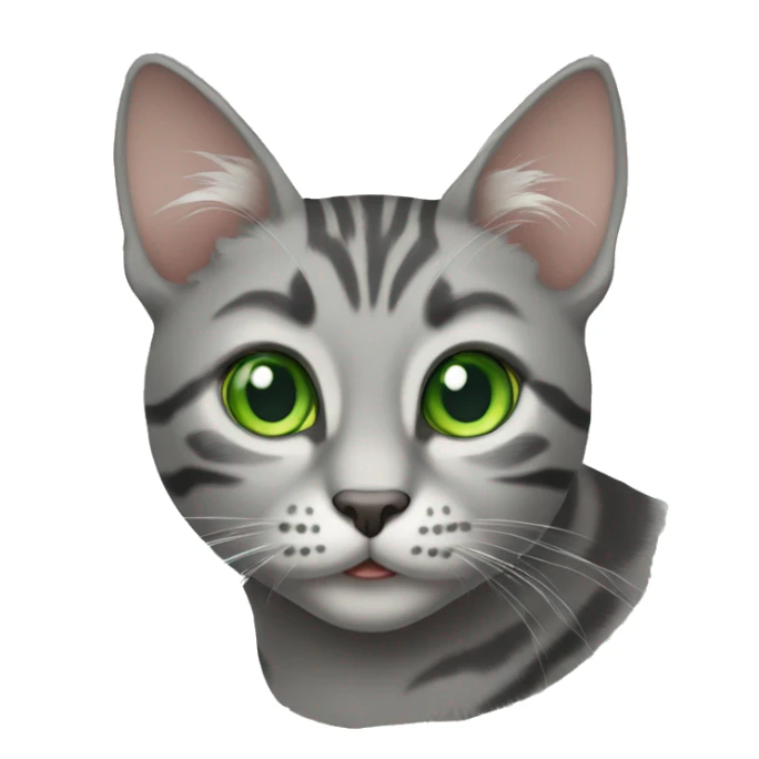 Grey tabby cat with green eyes sticker