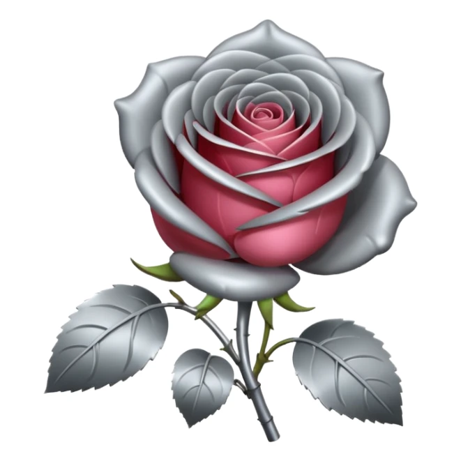 gray metal chrome rose, without green leaves, just flower sticker