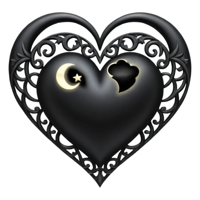 gothic heart with a moon and stars sticker