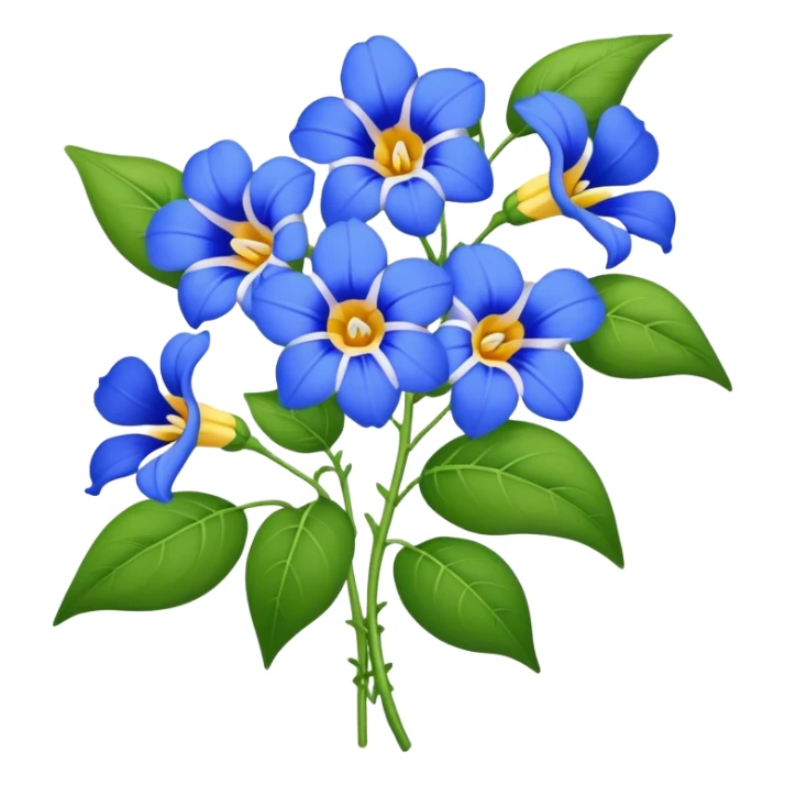 luxuriant, big bouquet Blue Thunbergia, stem, leaf sticker