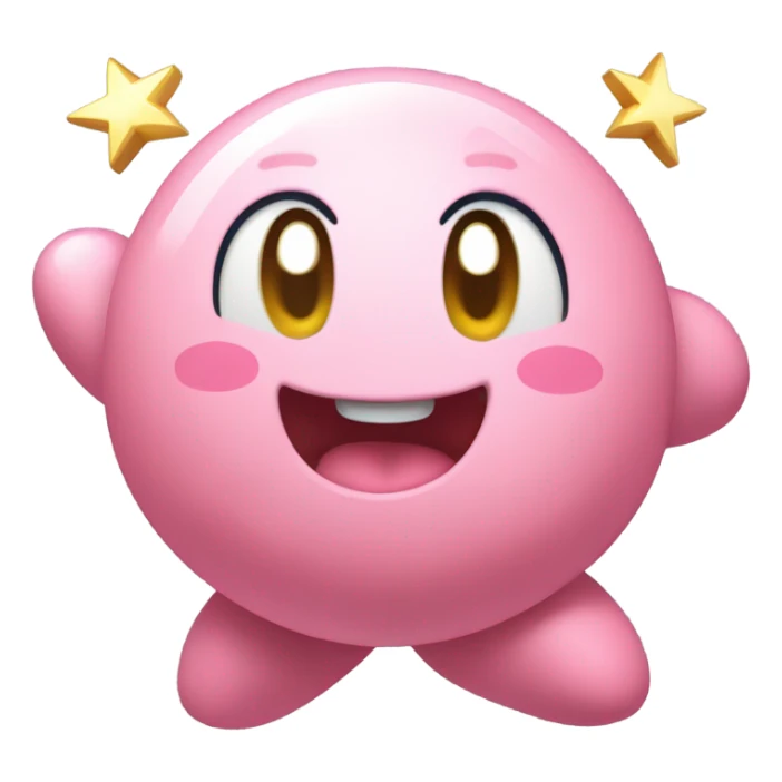 cute happy classic Kirby jumping on a star sticker