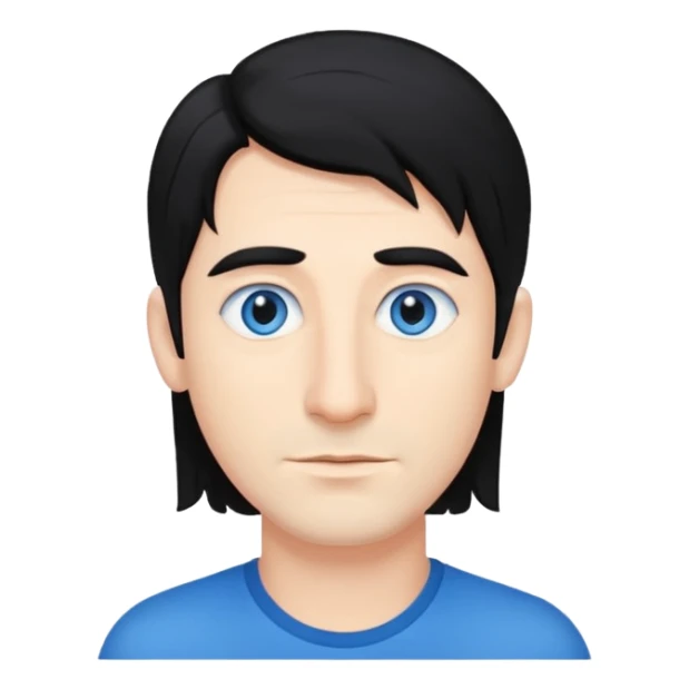 Man blue eyes longer black hair big nose  sticker