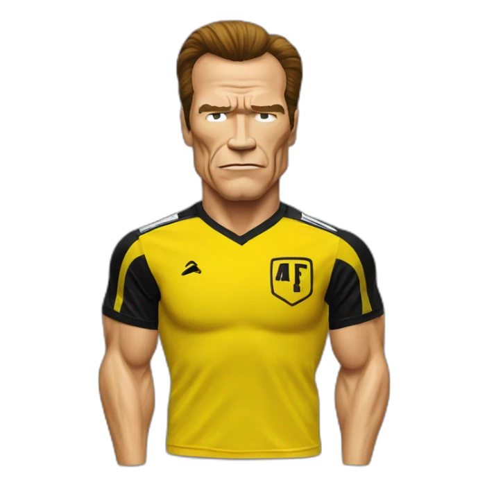 Arnold Schwarzenegger Terminator penarol soccer shirt yellow and black sticker