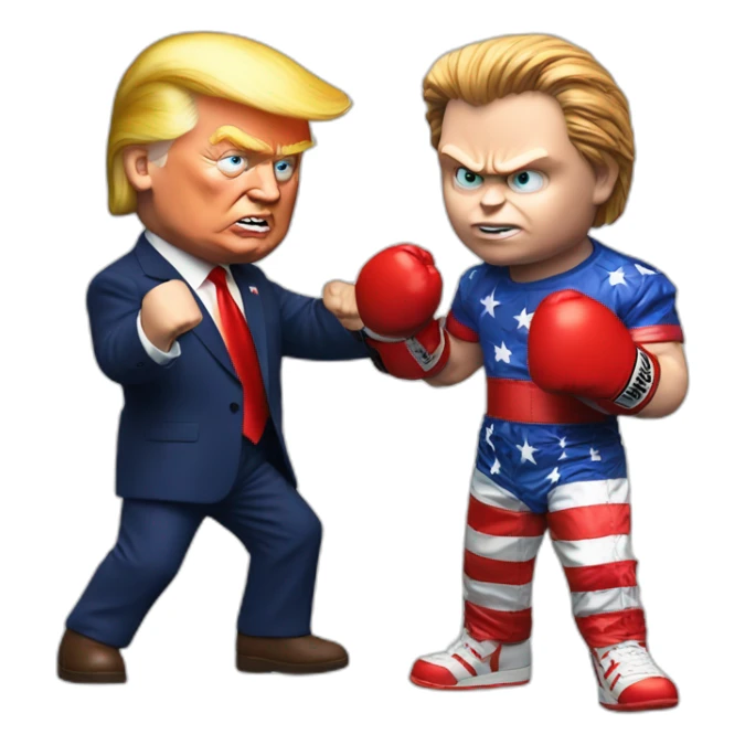 Chucky boxing with trump sticker