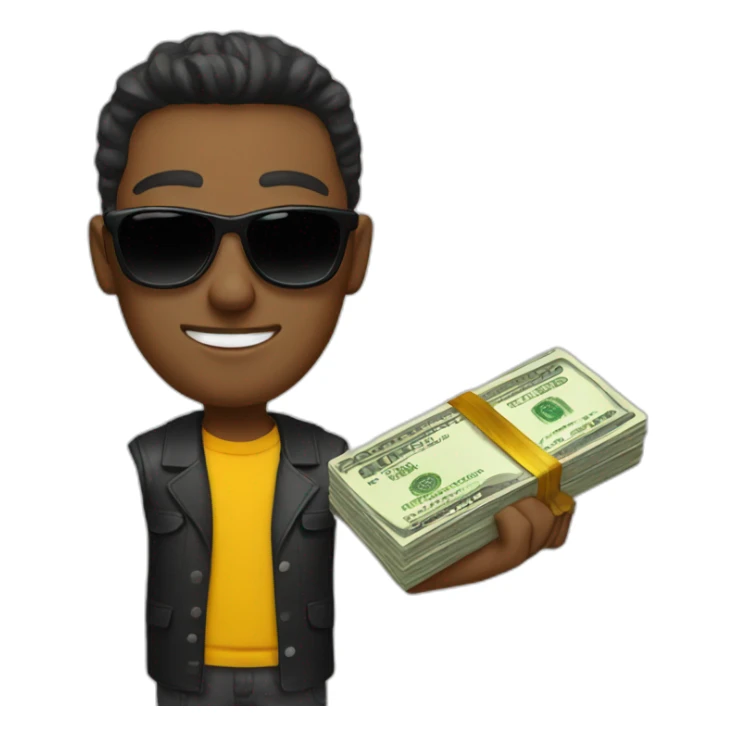 guy with money in sunglasses sticker