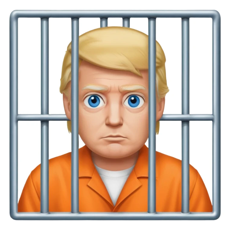 Trump blue eyes orange  jumpsuit in prison with bars sticker