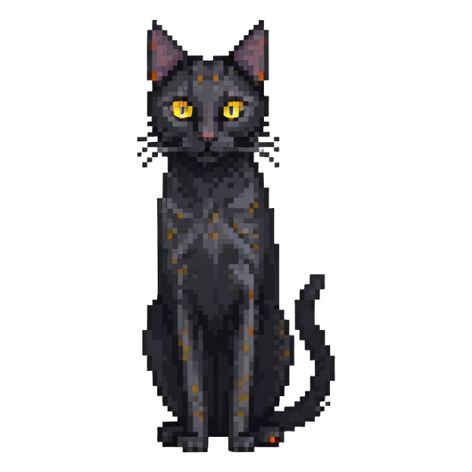 skinny black cat with yellow eyes sticker
