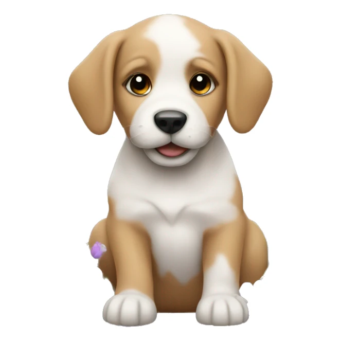 Puppy on a walk with flowers  sticker