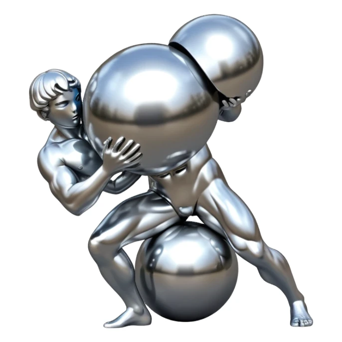 sorayama Sisyphus carrying big sphere on his back sculpture sticker