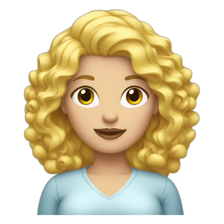 computer woman overweight blonde hair curl sticker