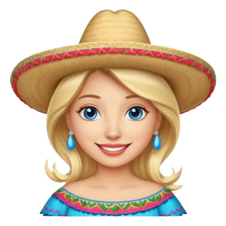 Blonde in a Mexican sombrero with blue eyes sticker