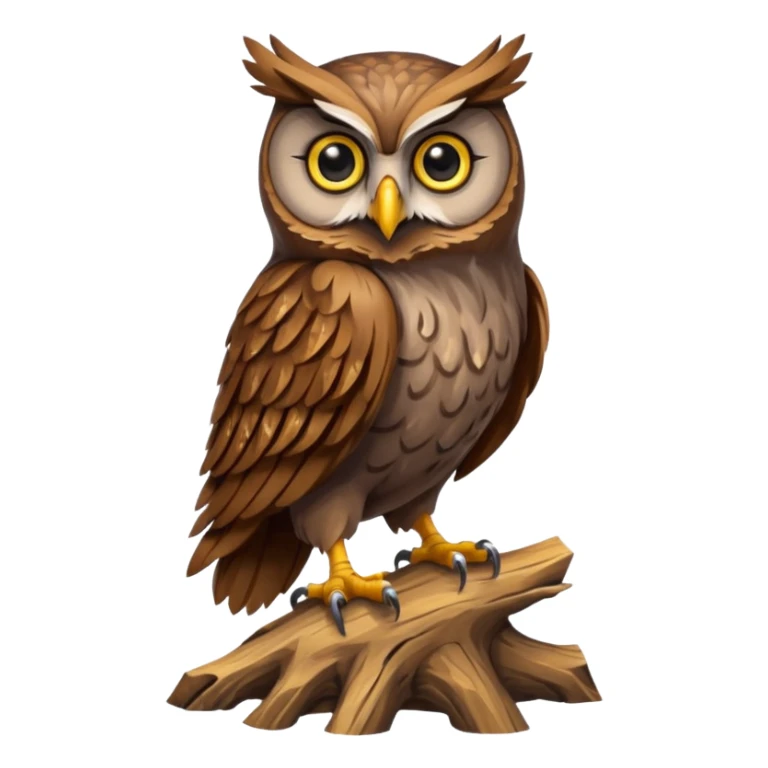 A majestic owl with wide eyes sitting silently on a stump. sticker