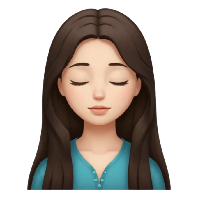 closed eyes long hair brunette girl sticker