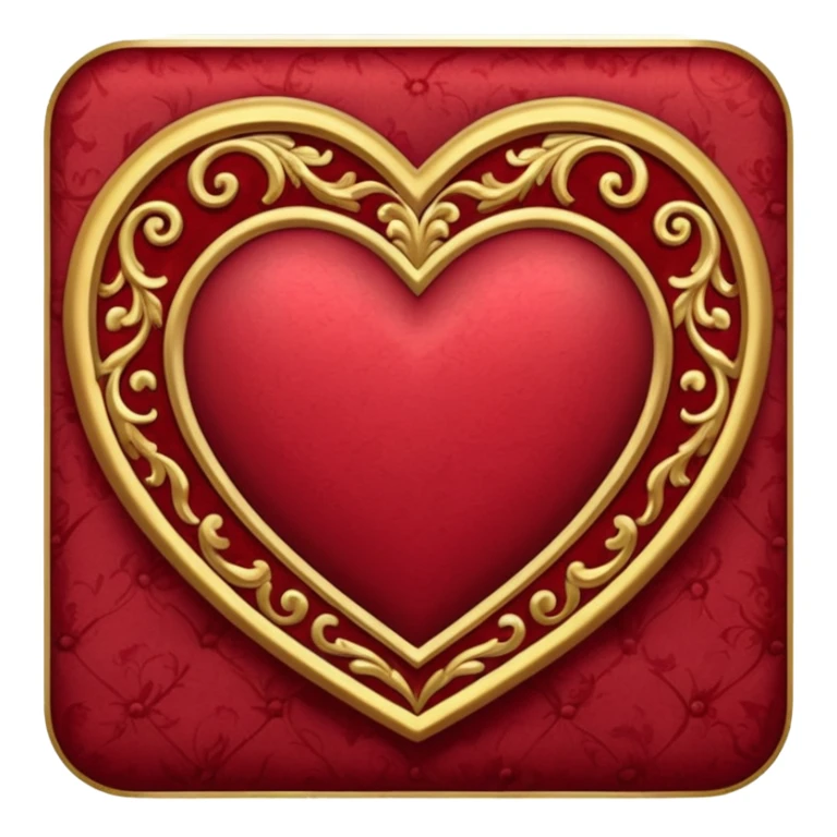 heart with a velvet texture and gold trim sticker