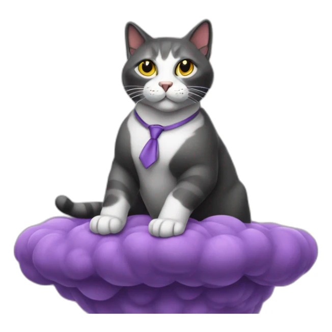 cat secretary sitting on top of the purple cloud sticker