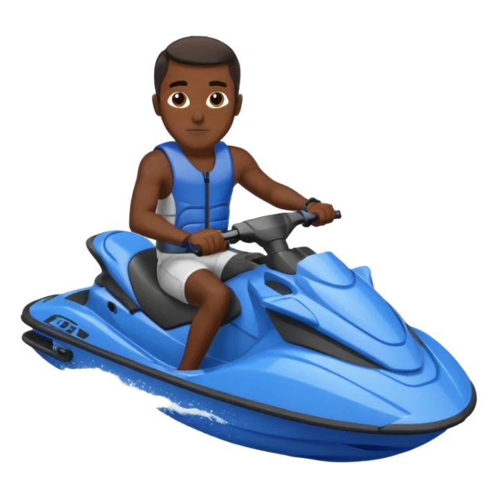 Dark male dark make on a blue jet ski no sunglasses sticker