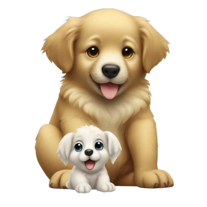 Small cute koala and small cute golden retriever puppy sticker