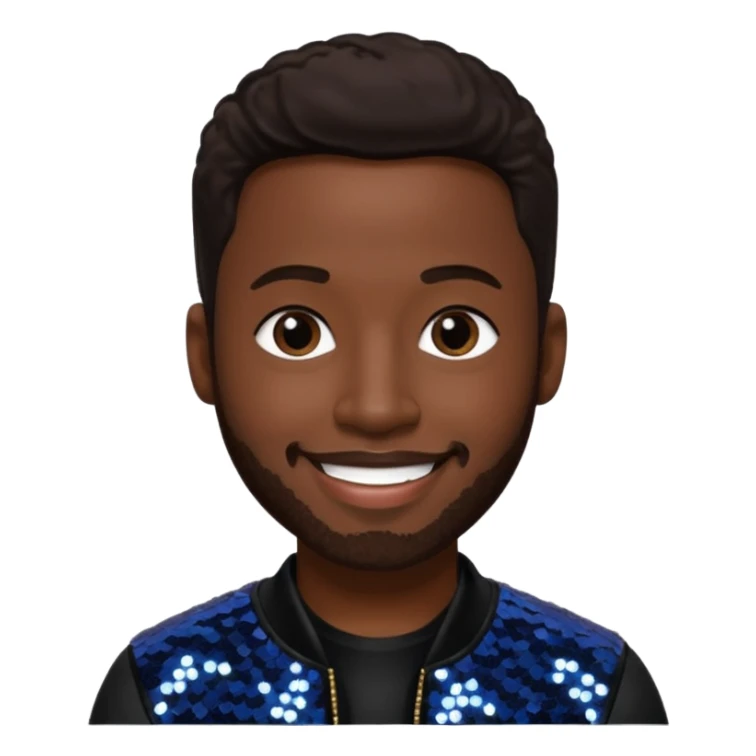 Michael McCary from Boyz II Men with dark brown hair, black sequin outfit sticker