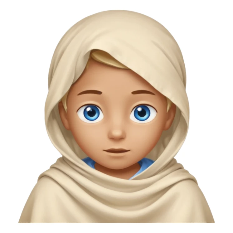 blue eyed desert kid cowered with creme cloth sticker
