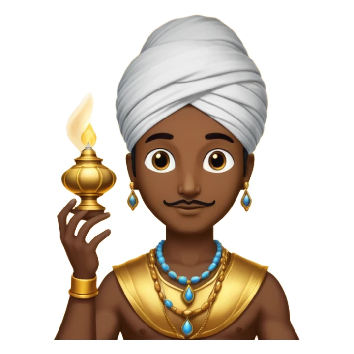 CREATE A EMOJI WHERE WHERE JINN COMES ALLADIN"S LAMPS FROM IN LAMP AND SAY HUKUM MERE AAKA  sticker