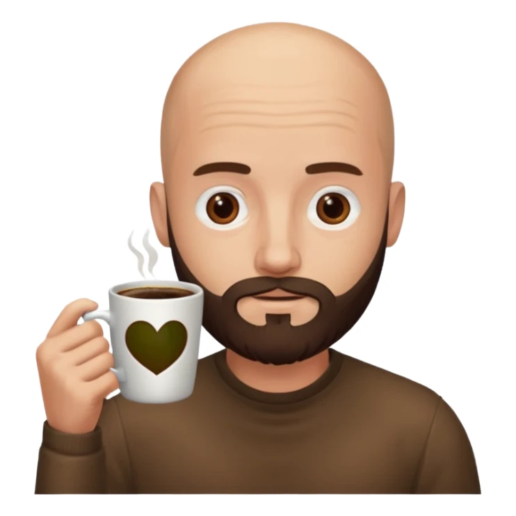 men with coffee no hair, beard sticker