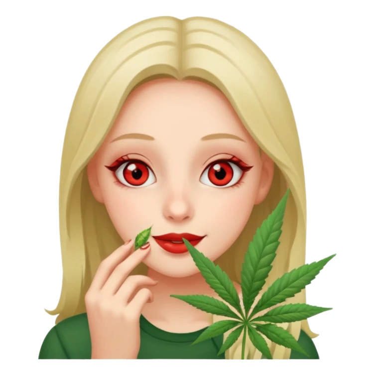 Girl happy smelling marijuana  sticker