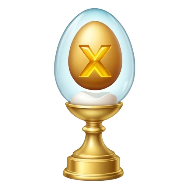 A trophy egg in a glass cube
— Like in a museum or a safe, with an "x?" glowing on it — evokes a sense of rarity and exclusivity. Like, "Not everyone can get here." sticker