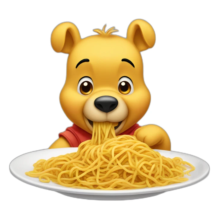 winnie the pooh eating spaghetti sticker