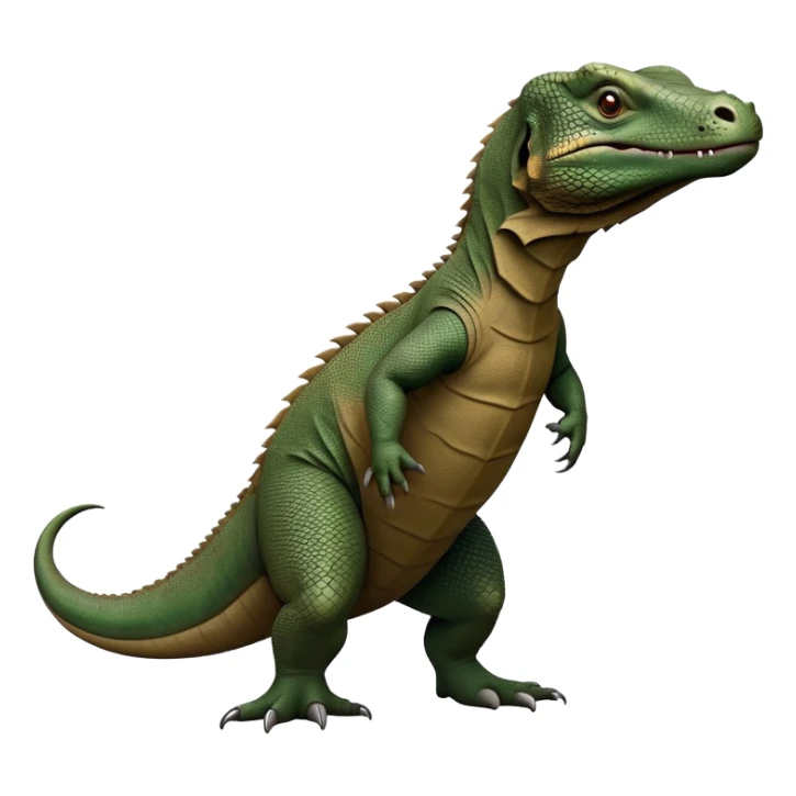 cinematic-komodo-dragon-realistic-full-body-standing-emoji,-massive-scaled-body-poised-with-quiet-power,-rough-textured-skin-dark-green-and-brown,-head-tilted-dramatically,-long-forked-tongue-flicking-out,-simplified-yet-realistic-focused-features,-highly-detailed,-glowing-with-an-almost-sarcastic-glow

 sticker