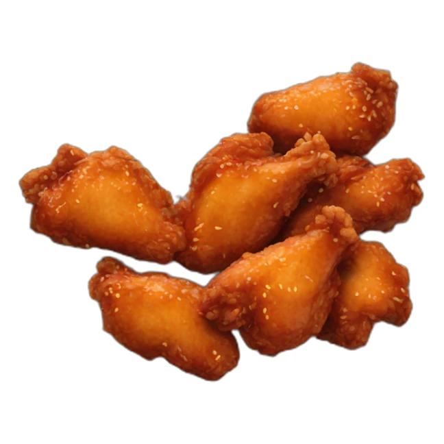 Plate of Korean glazed fried chicken, bon chon sticker