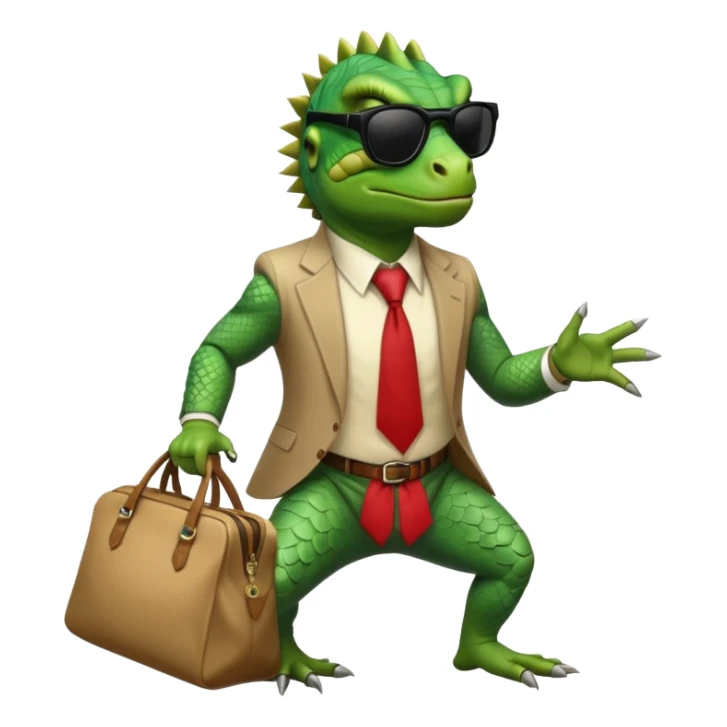 capitalist iguana banker godfather with black sunglasses breakdance with bag sticker