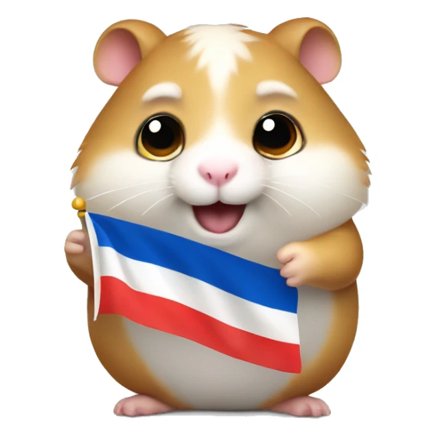 Fat hamster waiving small Russian flag in its hand sticker