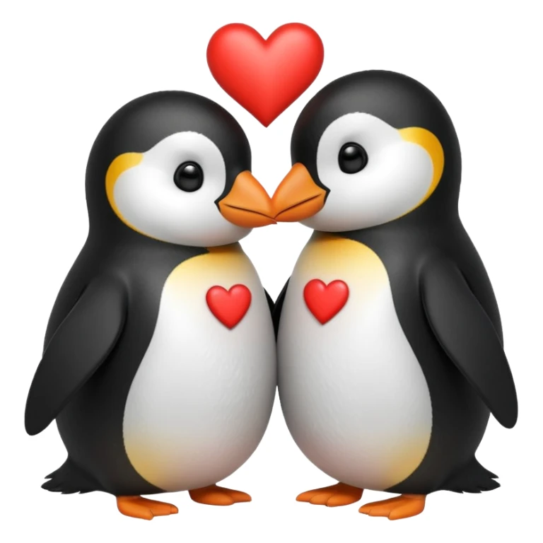 two penguins kissing with a heart above them sticker