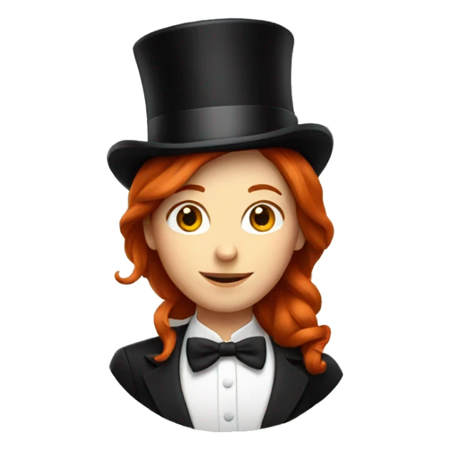 Redhead wearing a top hat sticker