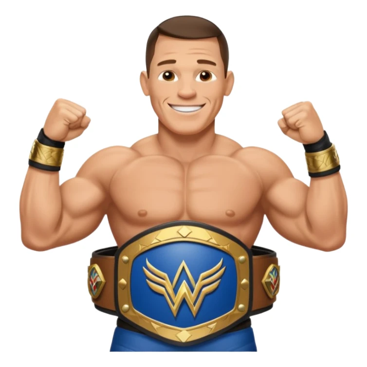John Cena with wwe championship  sticker