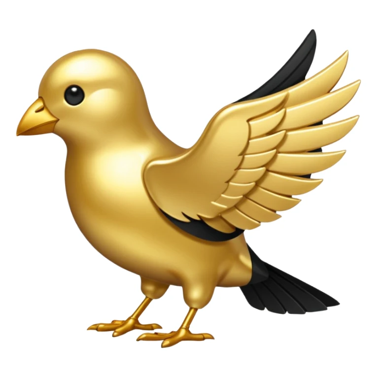 One single shiny Gold and black twitter icon, png, no background, no border sticker
