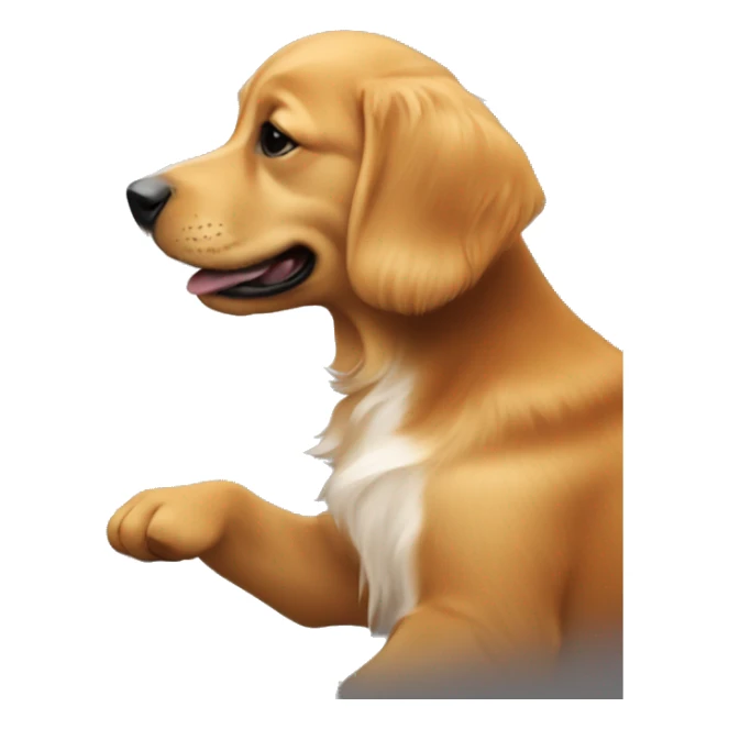 Red golden retriever puppy with dark blonde man making cookies sticker
