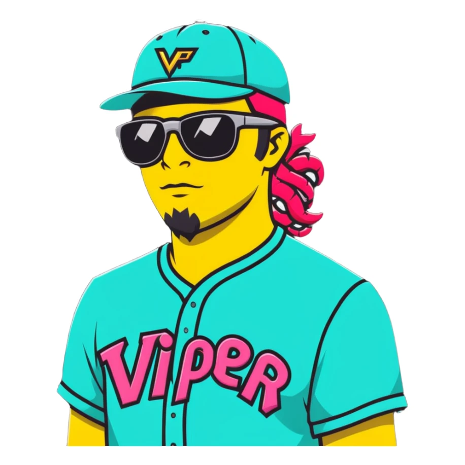 guy with mullet and baseball cap, wearing polarized Pit Viper glasses sticker