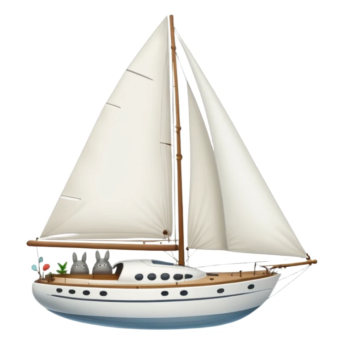 White sailing yacht totoro sticker