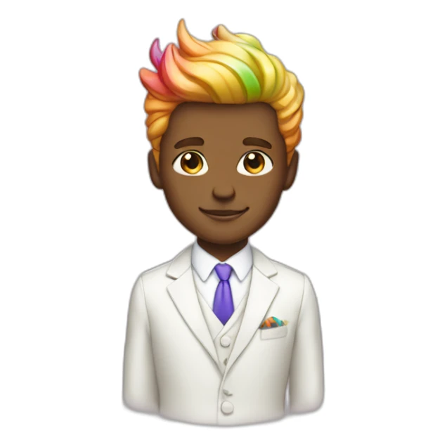 Posh-boy-with-white-suit-and-rainbow-unicorn-hair sticker