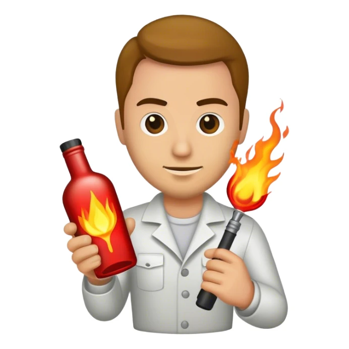Man holding a Molotov cocktail sticker