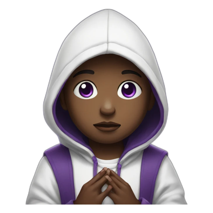 Purple eyed boy with panda hoodie praying sticker