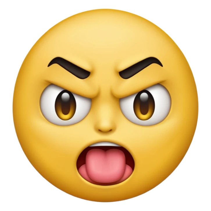 create a stadard yellow emoji sticking their tongue out angrily sticker