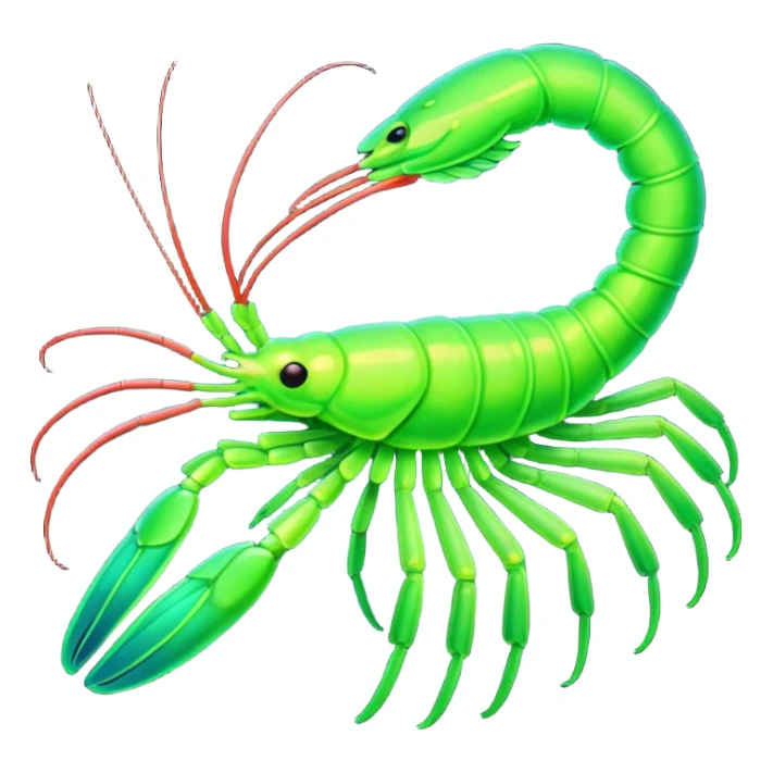 emoji of a glowing green shrimp sticker