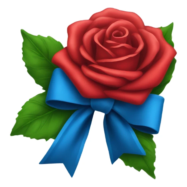 Blue bow and a red rose  sticker