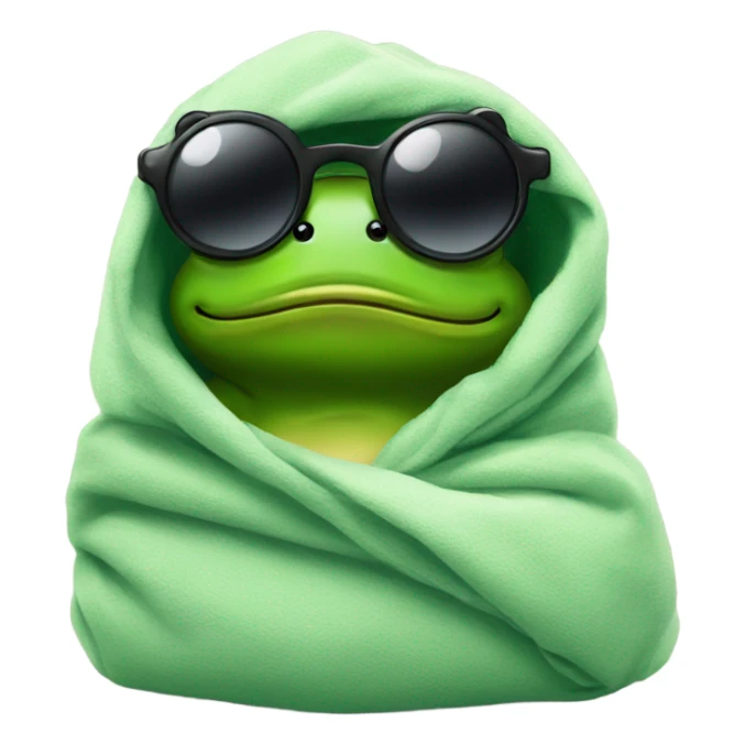 frog wrapped up in a blanket with sunglasses and smoking sticker