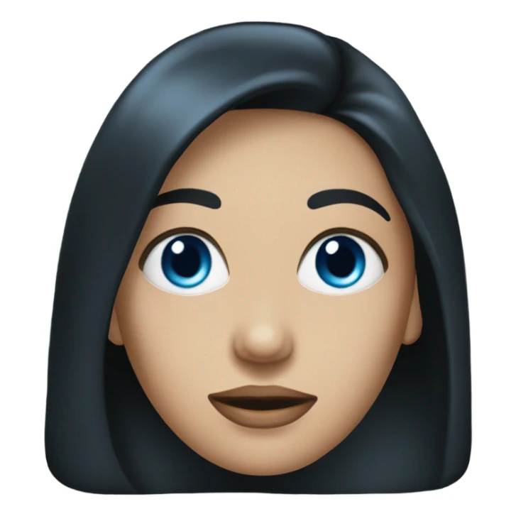 woman with black long hair and blue eyes sticker