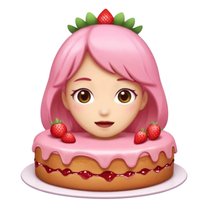  pink runny gooey strawberry jam kawaii cake lady sticker